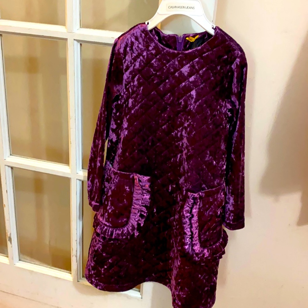 purple velvet kids dress, size 6. no tags but condition is just like new.